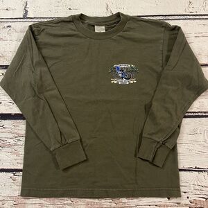 Vintage 90s Gecko Hawaii Shirt Surfer Size Youth Small Long Sleeve Green